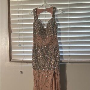 Source Unknown Rose Gold Sequin Prom Dress